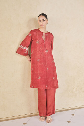 Roisin Handcrafted Ajrakh Co-ord - Red, Red, image 4